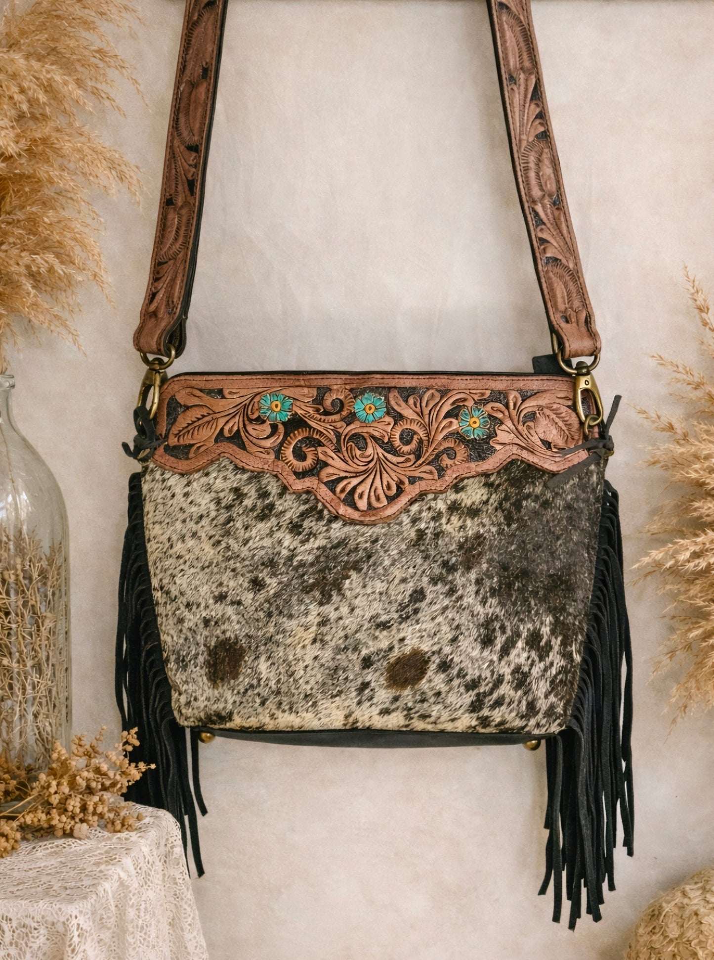 Cowhide & Leather Fringe Bag | Fern Glade Luxe