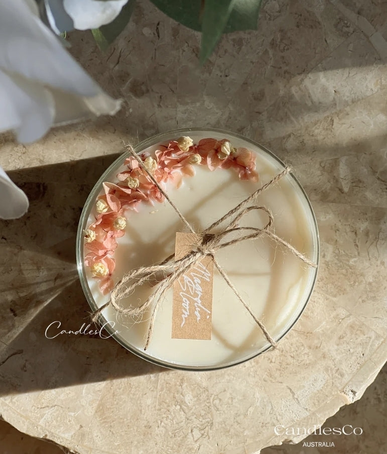 CandlesCo Australia | Scented Dried Flower Candle in Glass Bowl