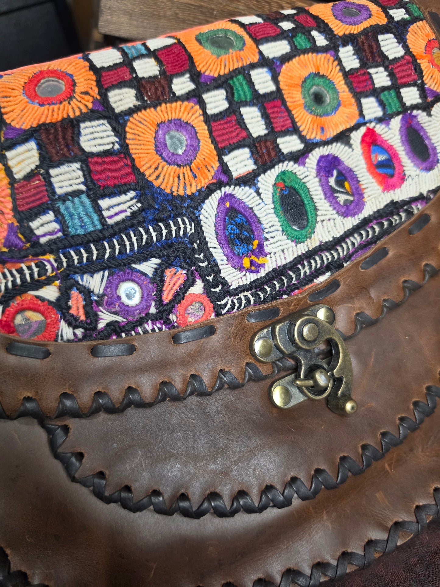 Distressed Leather Patchwork Crossbody Bag | Fern Glade Luxe