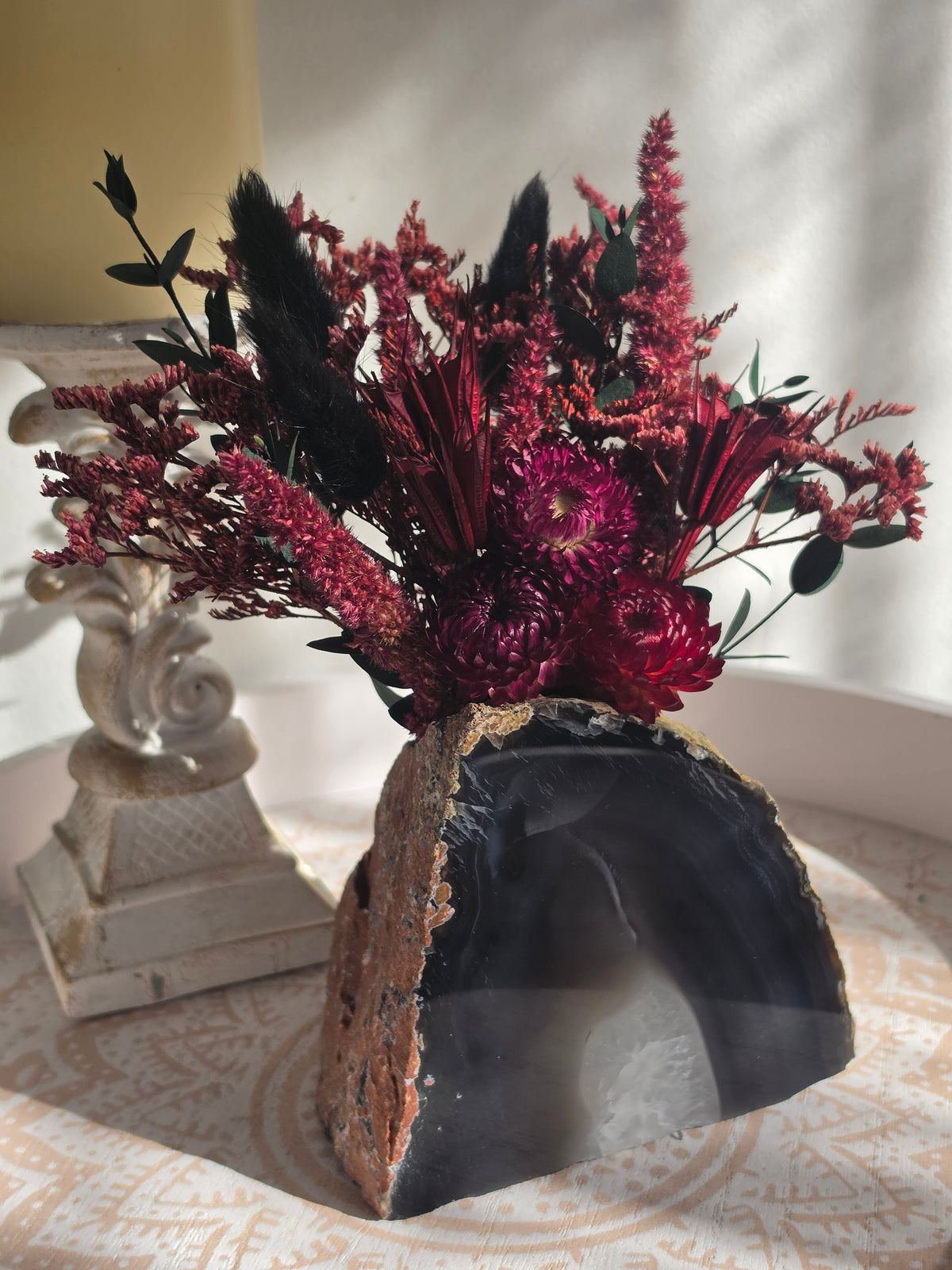 Midnight Wildflower Agate Floral Arrangement