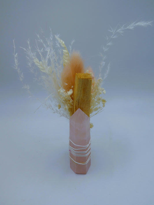 Rose Quartz Tower + Palo Santo