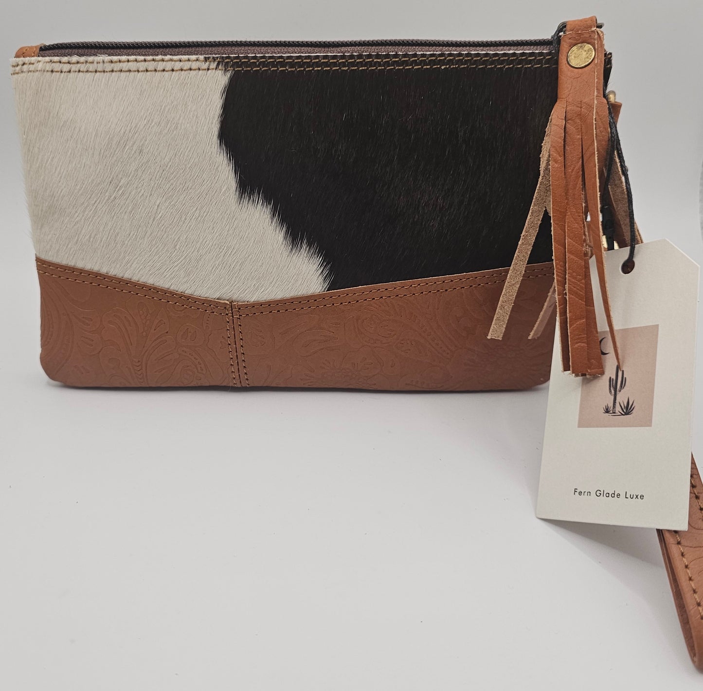 Fern Glade Luxe | Leather & Cowhide Clutch