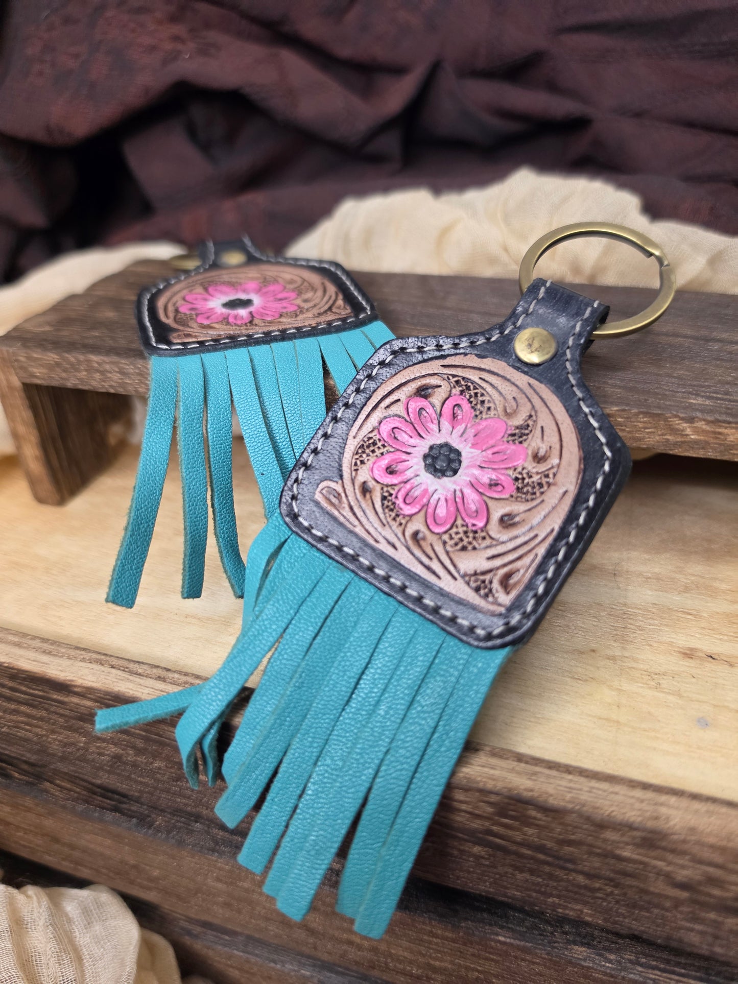 Leather Tooled Keychain | Fern Glade Luxe