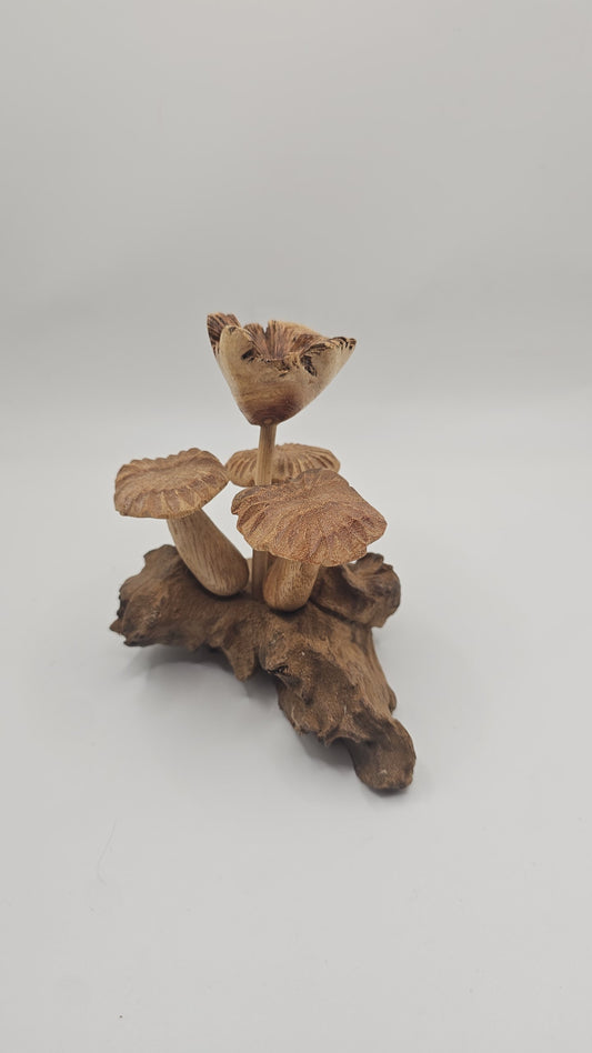 Teak Wood Mushroom Carving