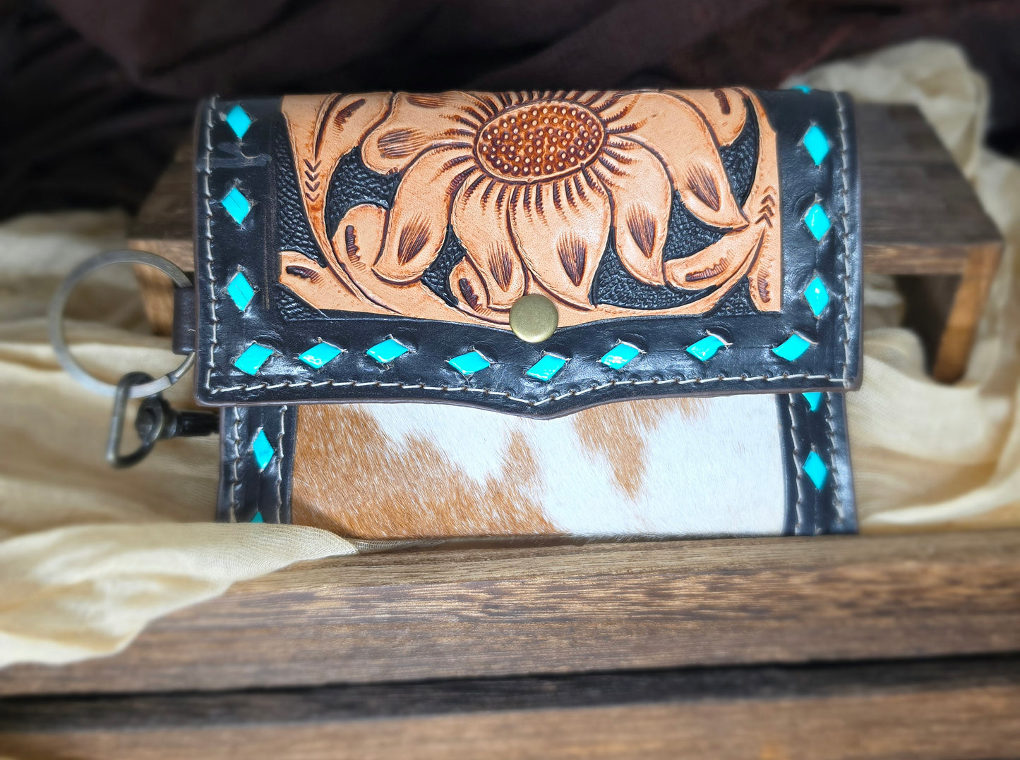 Hand Tooled Leather & Cowhide Coin Purse | Fern Glade Luxe