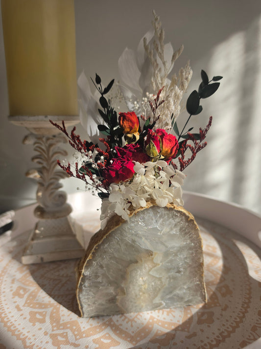 Crimson Moon Quartz Floral Arrangement