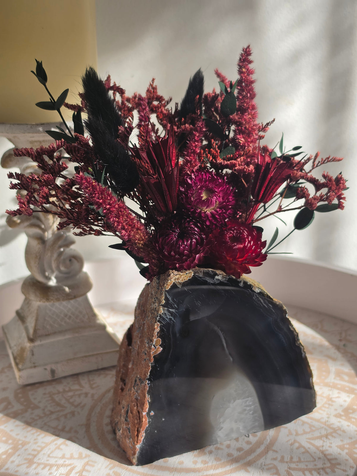 Midnight Wildflower Agate Floral Arrangement