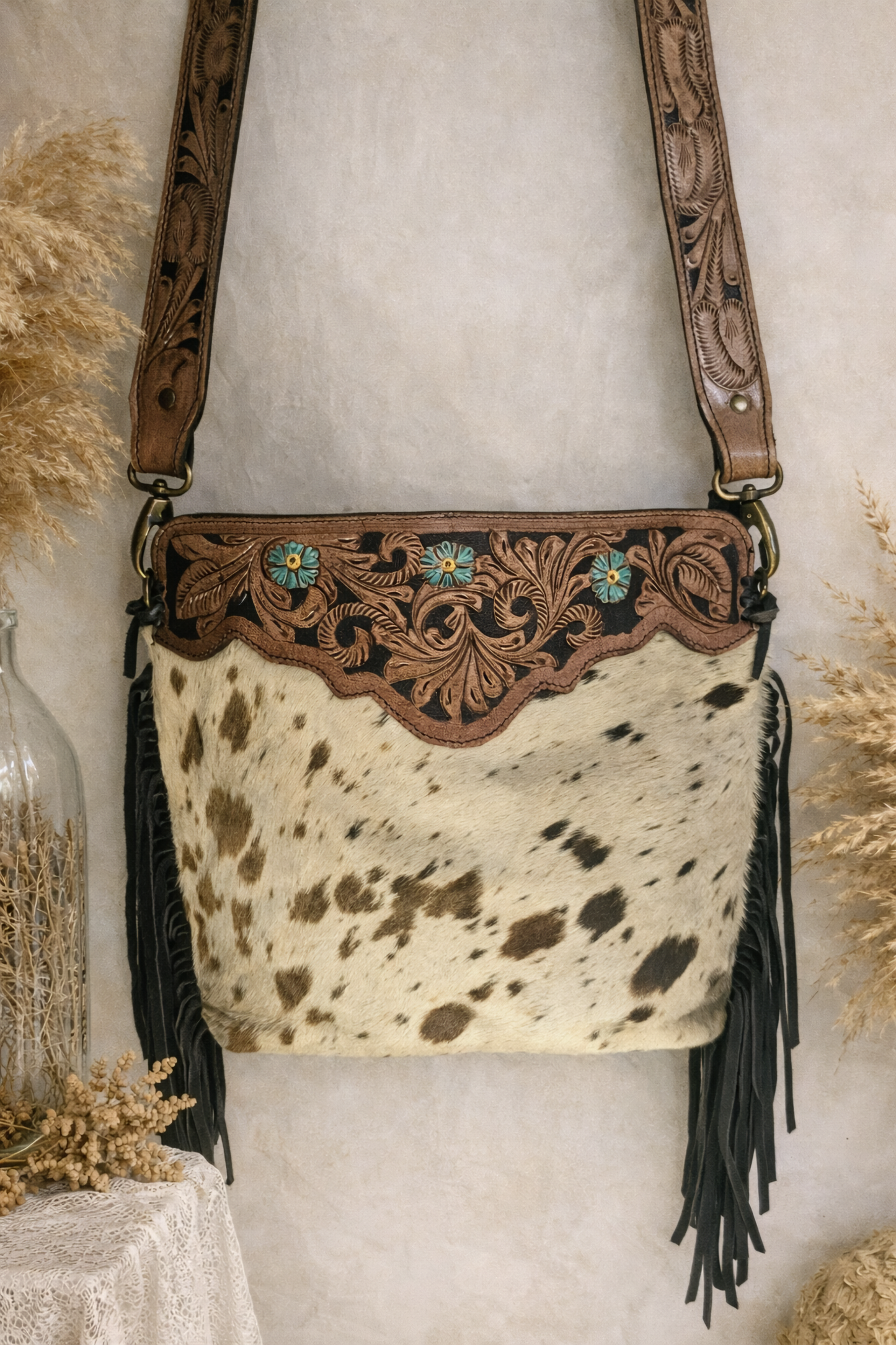 Cowhide & Leather Fringe Bag | Fern Glade Luxe