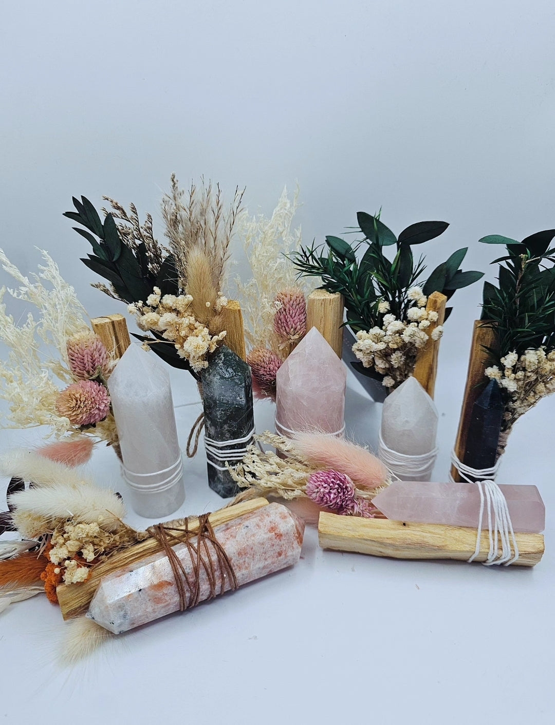 Crystal Tower & Palo Santo With Dried Flower