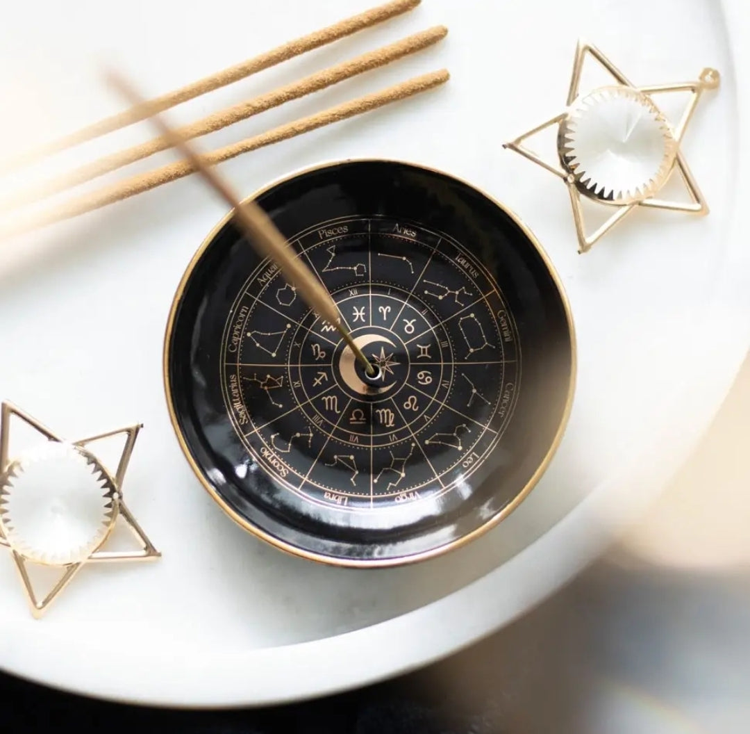 Astrology Wheel Ceramic Incense Dish