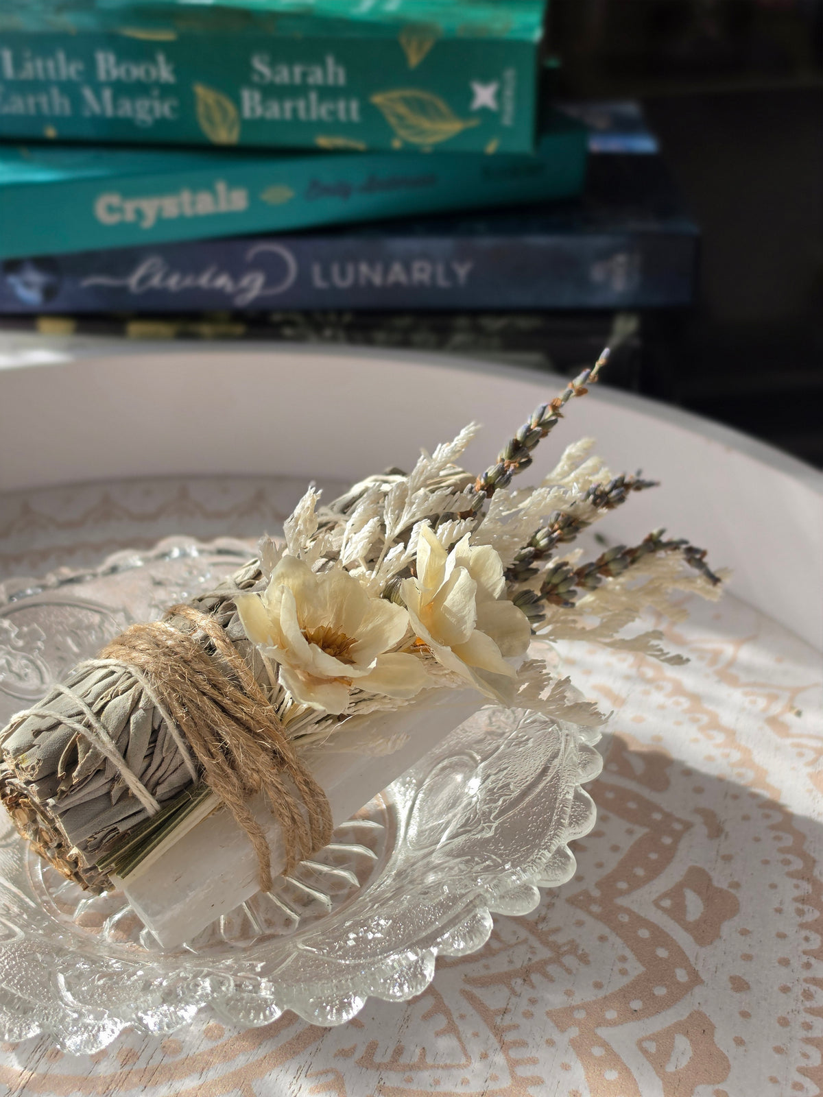 Sage & Selenite Cleansing Bundle with Dried Floral Posy