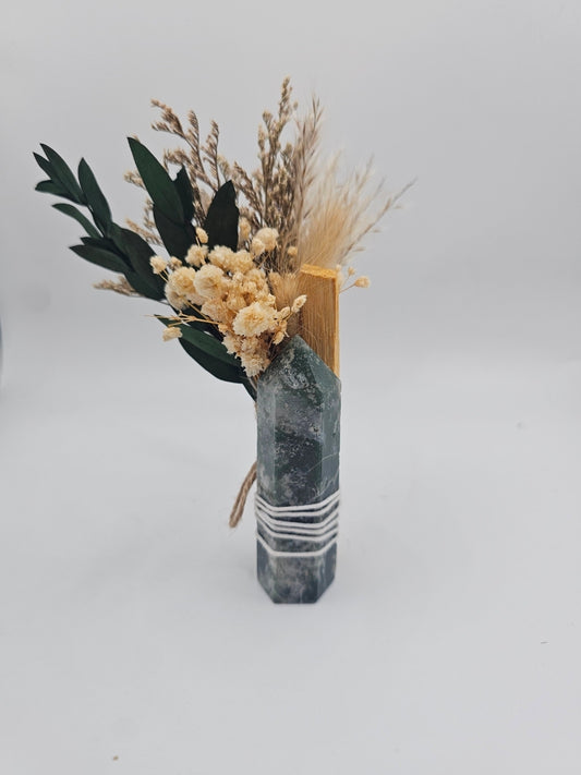 Moss Agate Tower + Palo Santo