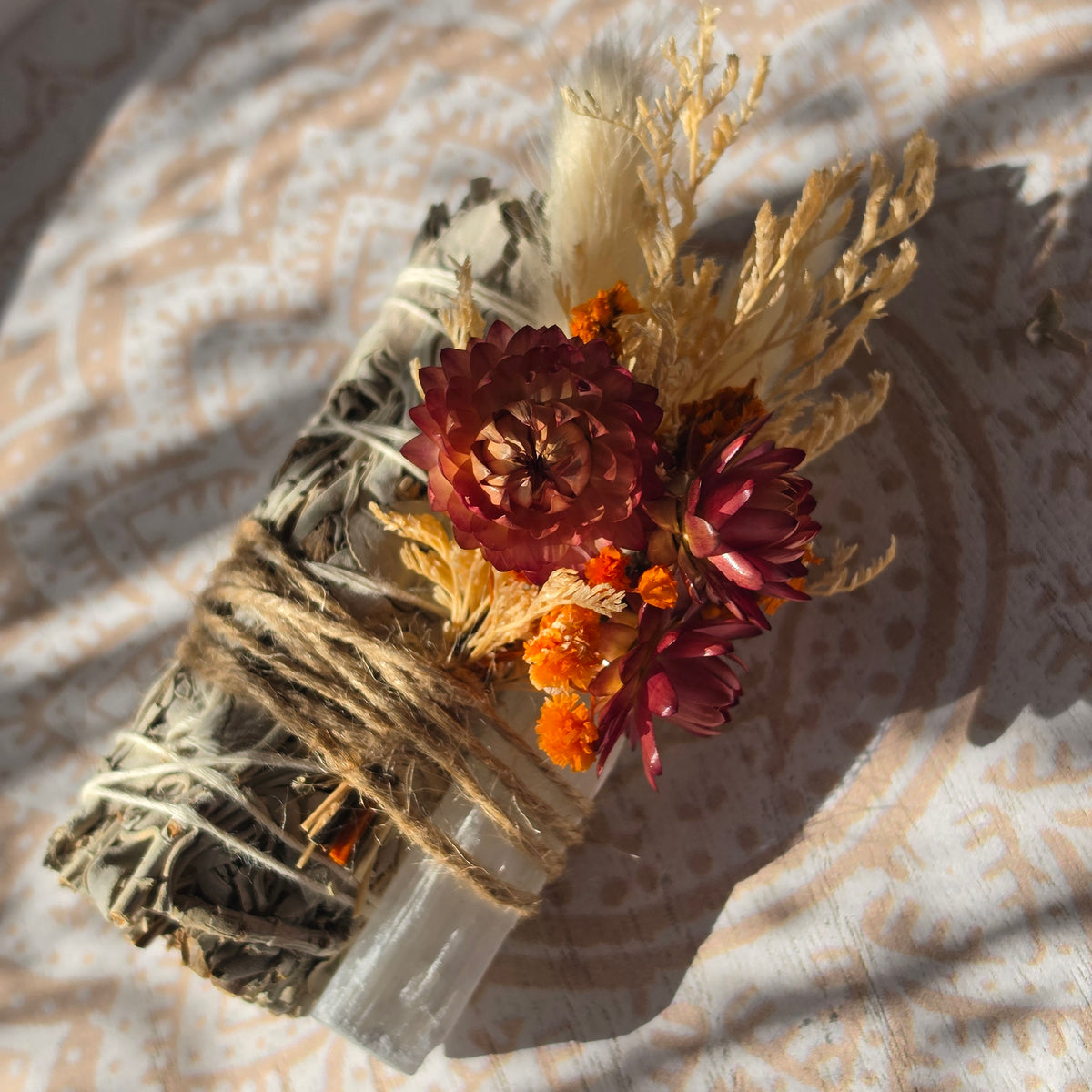 Sage & Selenite Cleansing Bundle with Dried Floral Posy