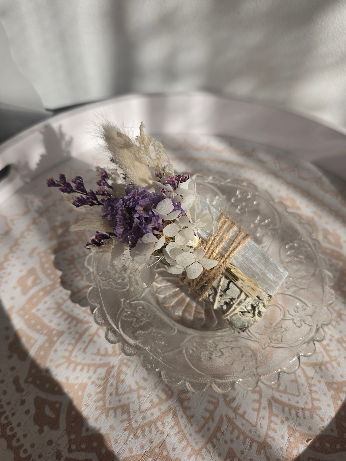 Sage & Selenite Cleansing Bundle with Dried Floral Posy