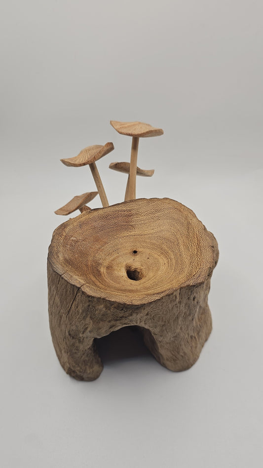 Teak Wood Mushroom Insence Holder