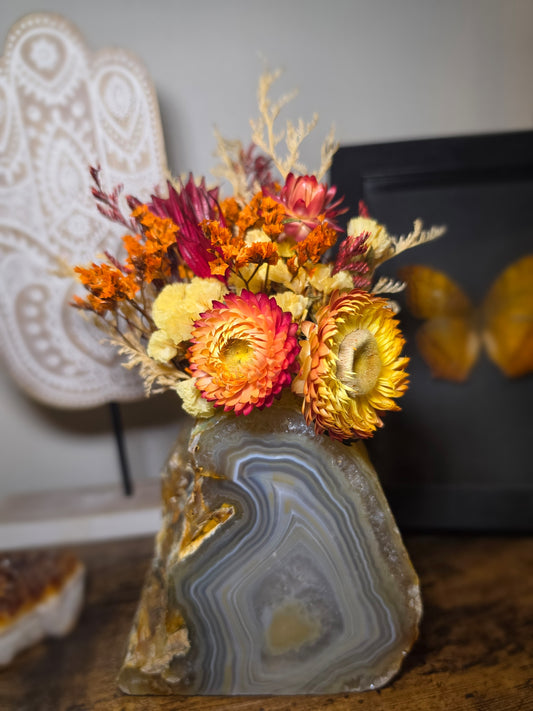 Sunset Agate Crystal Floral Arrangement
