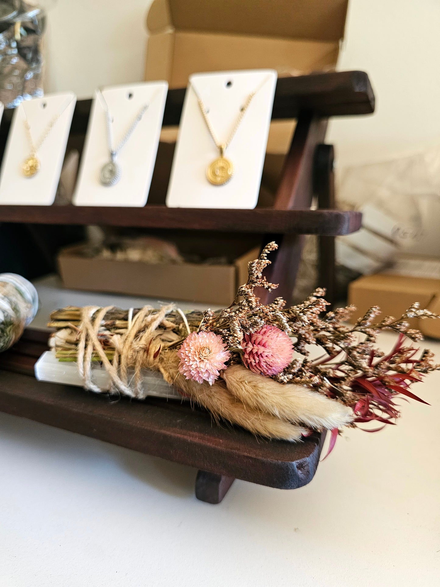 Selenite & Sage/Peppermint with Dried Florals