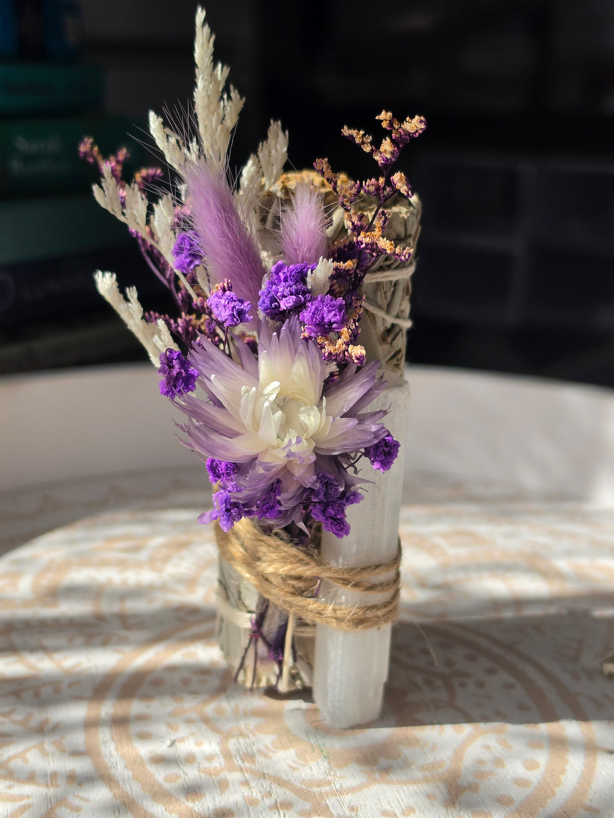 Sage & Selenite Cleansing Bundle with Dried Floral Posy