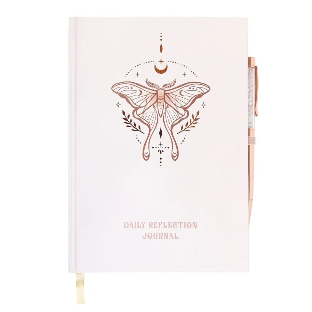 Luna Moth Daily Reflection Journal & Crystal Pen