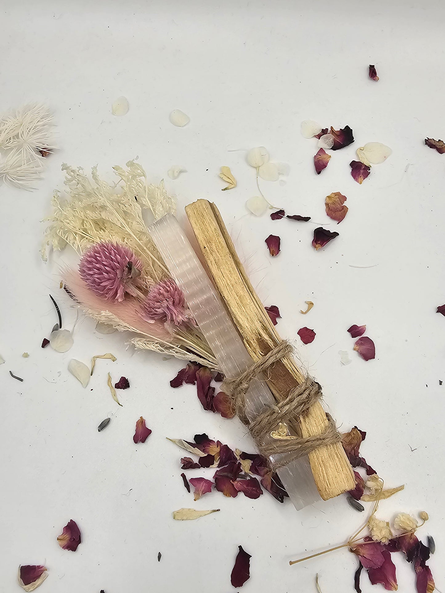 Palo Santo & Selenite, Dried Flower Bundles