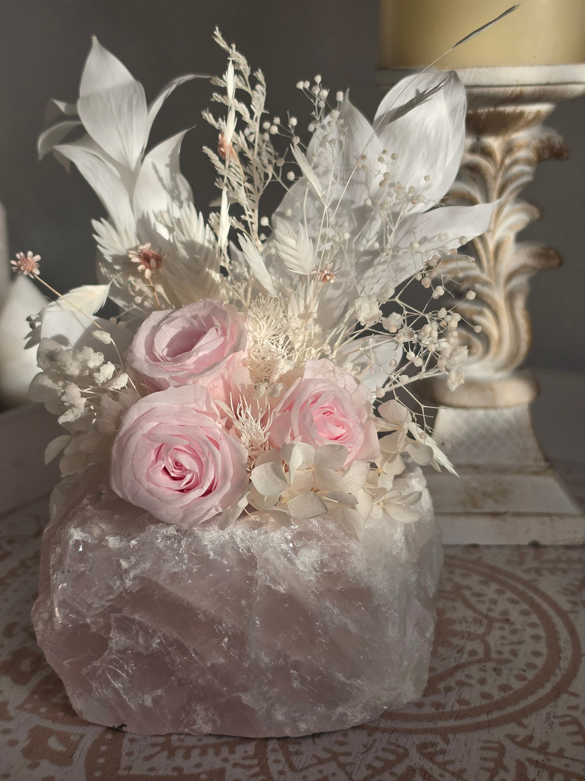 Blush Rose Quartz Floral Arrangement