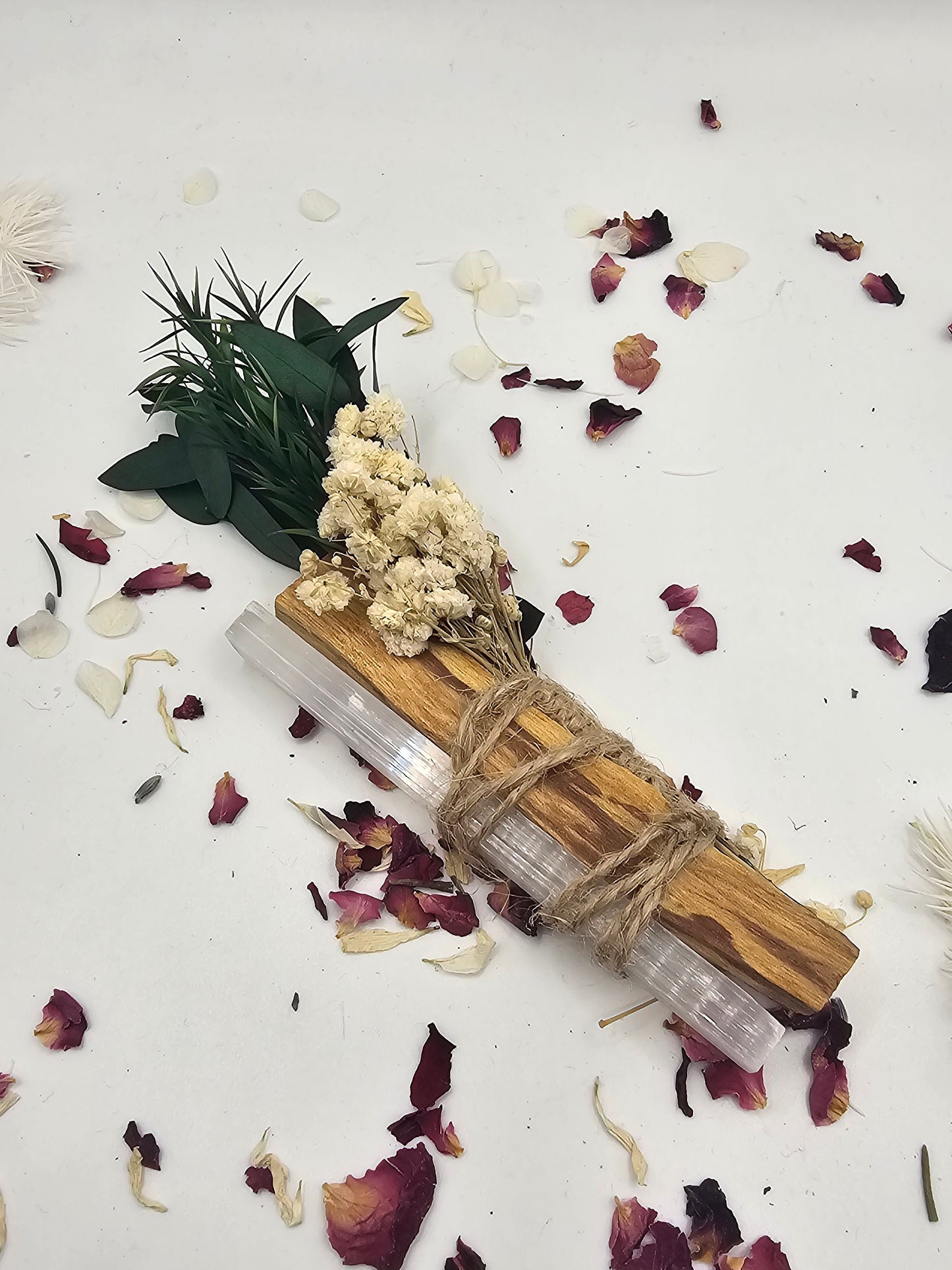 Palo Santo & Selenite, Dried Flower Bundles