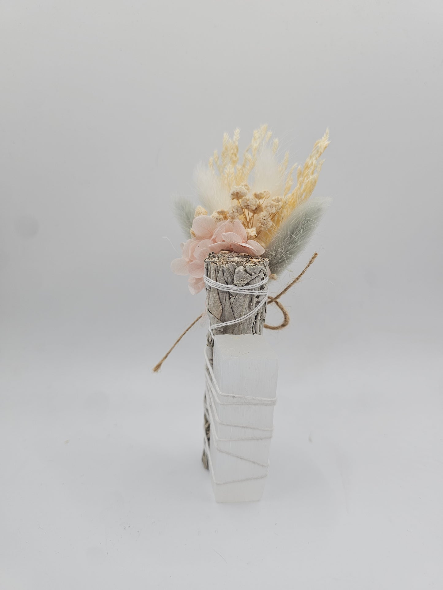 Sage + Selenite With Dried Floral Arrangement