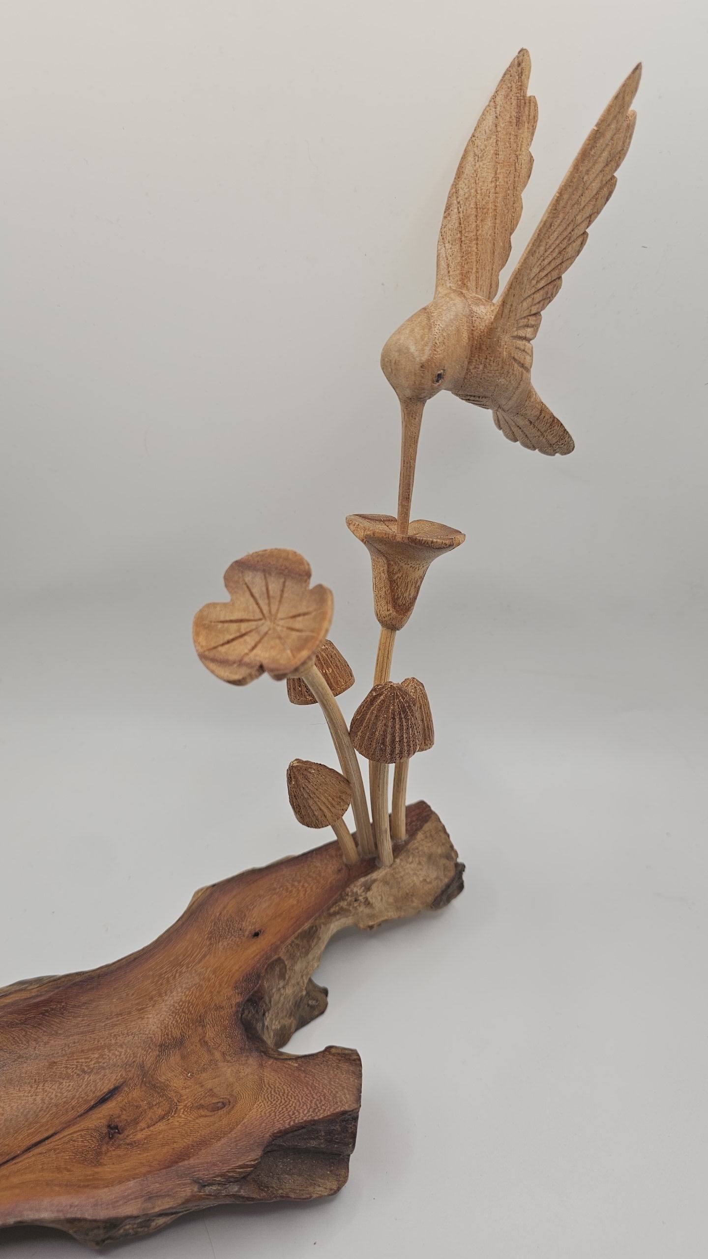 Teak Wood Hummingbird Insence Holder