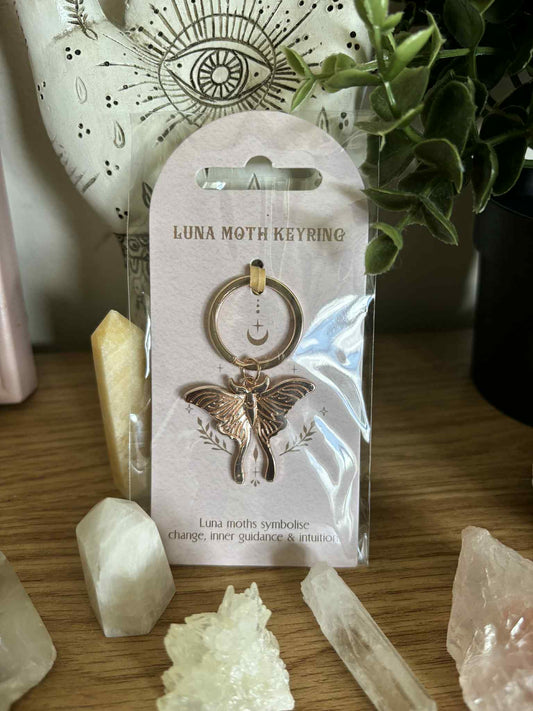 Luna Moth Metal Keyring