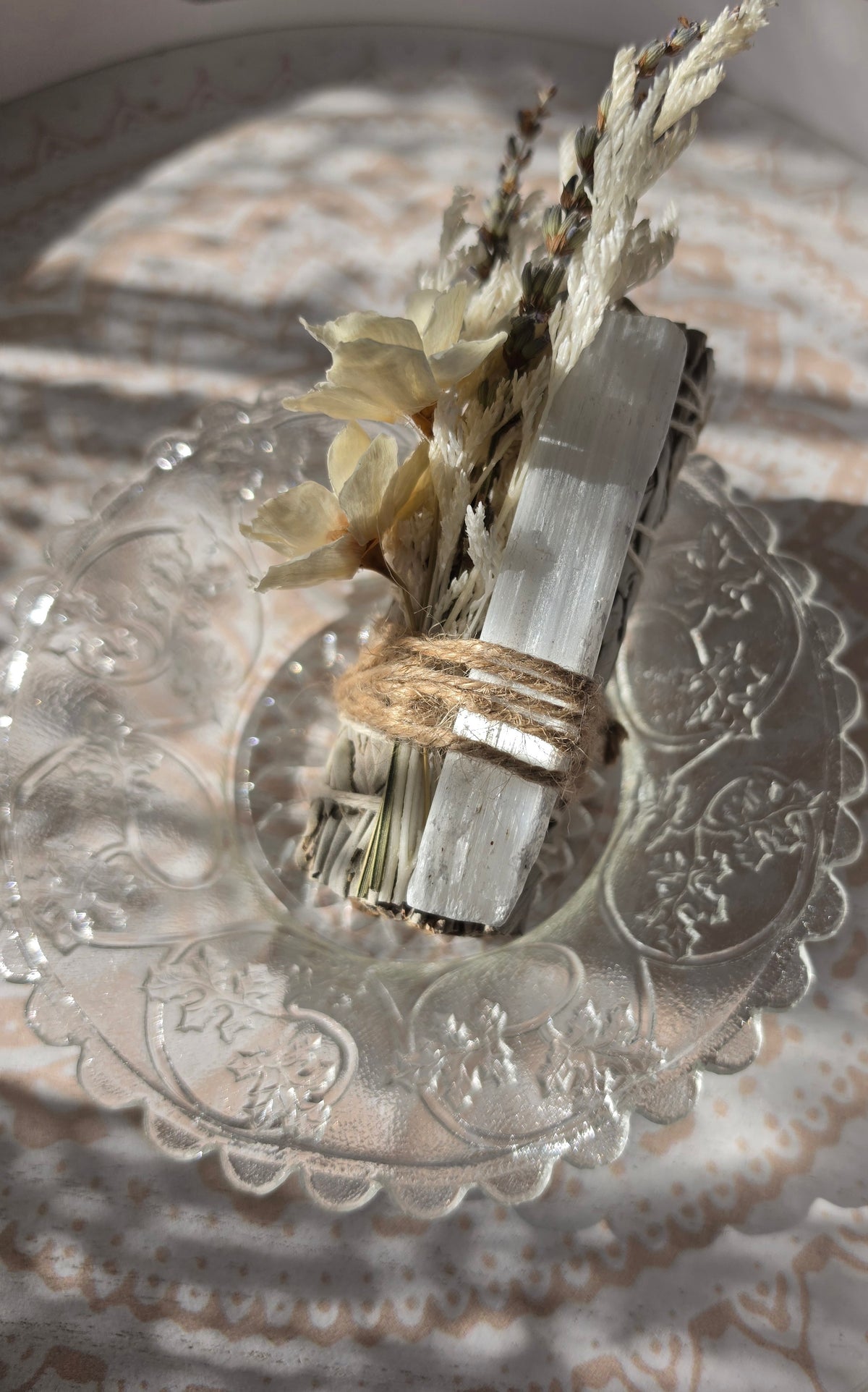 Sage & Selenite Cleansing Bundle with Dried Floral Posy