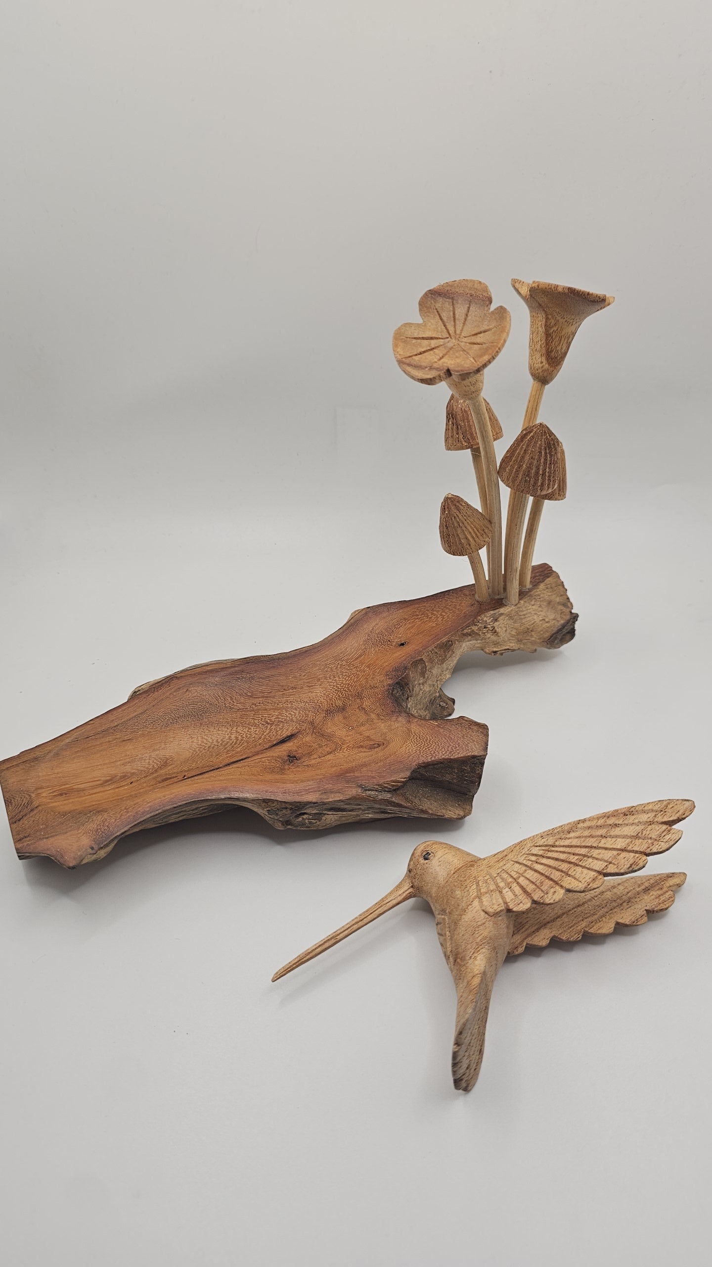 Teak Wood Hummingbird Insence Holder