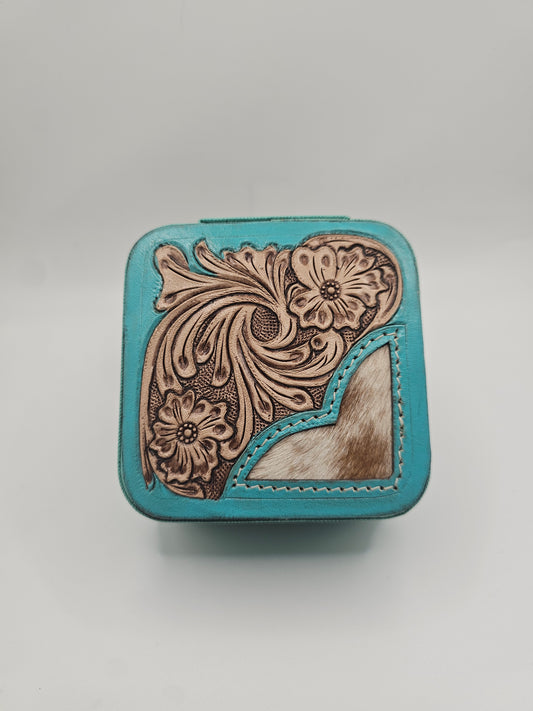 Fern Glade Luxe | Leather & Cowhide Travel Jewellery Box