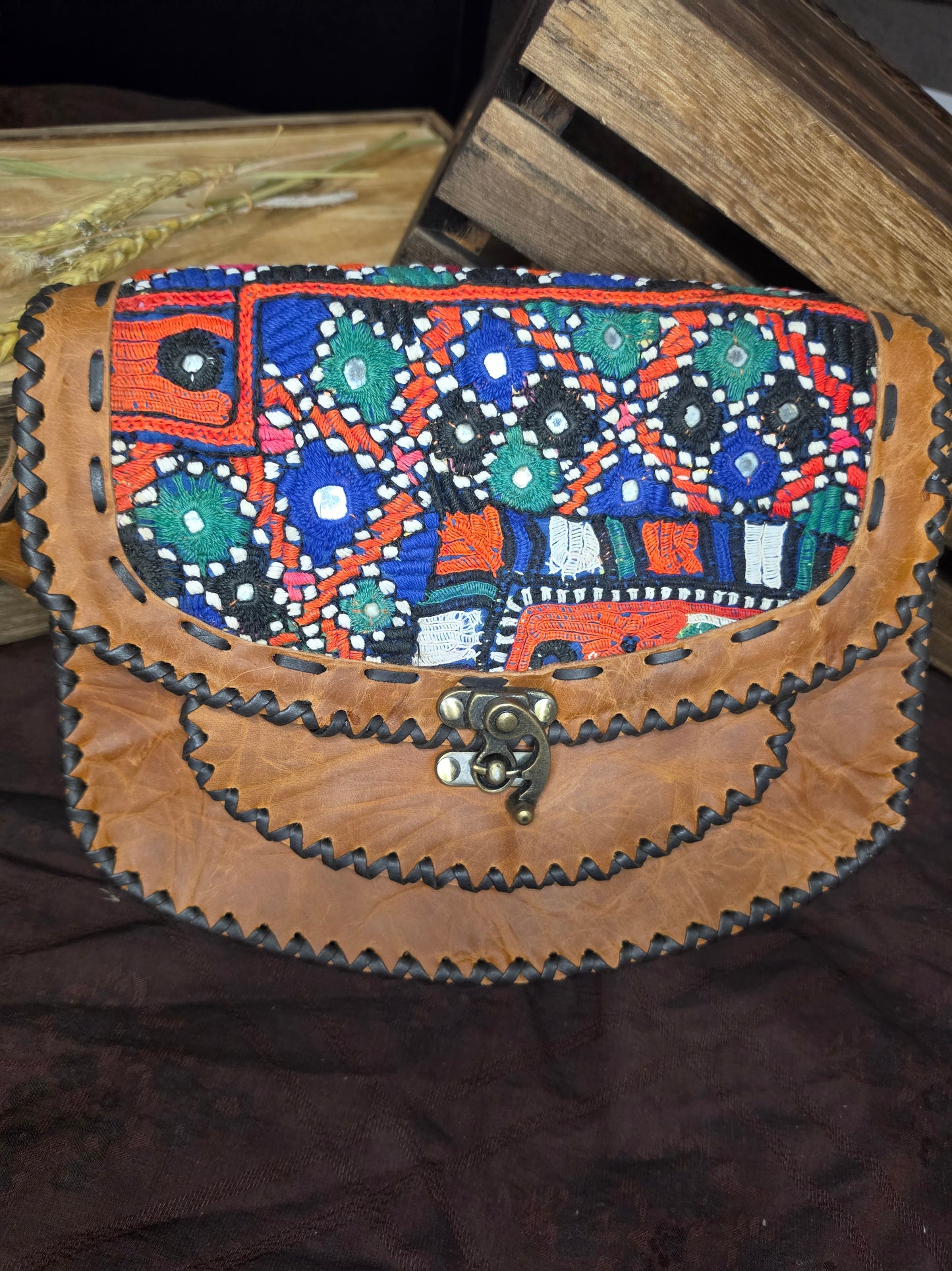 Distressed Leather Patchwork Crossbody Bag | Fern Glade Luxe