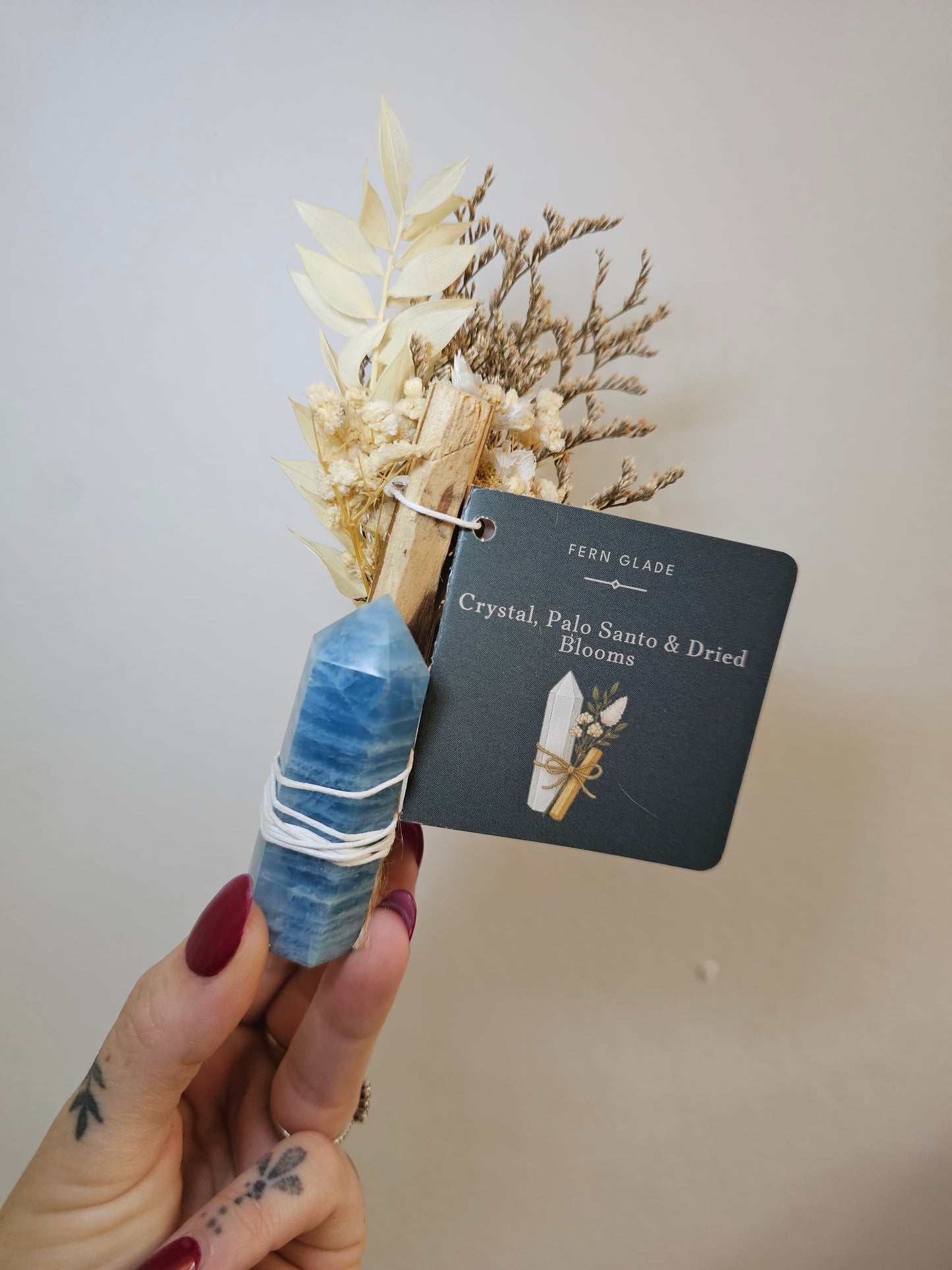 Blue Calcite Tower + Palo Santo