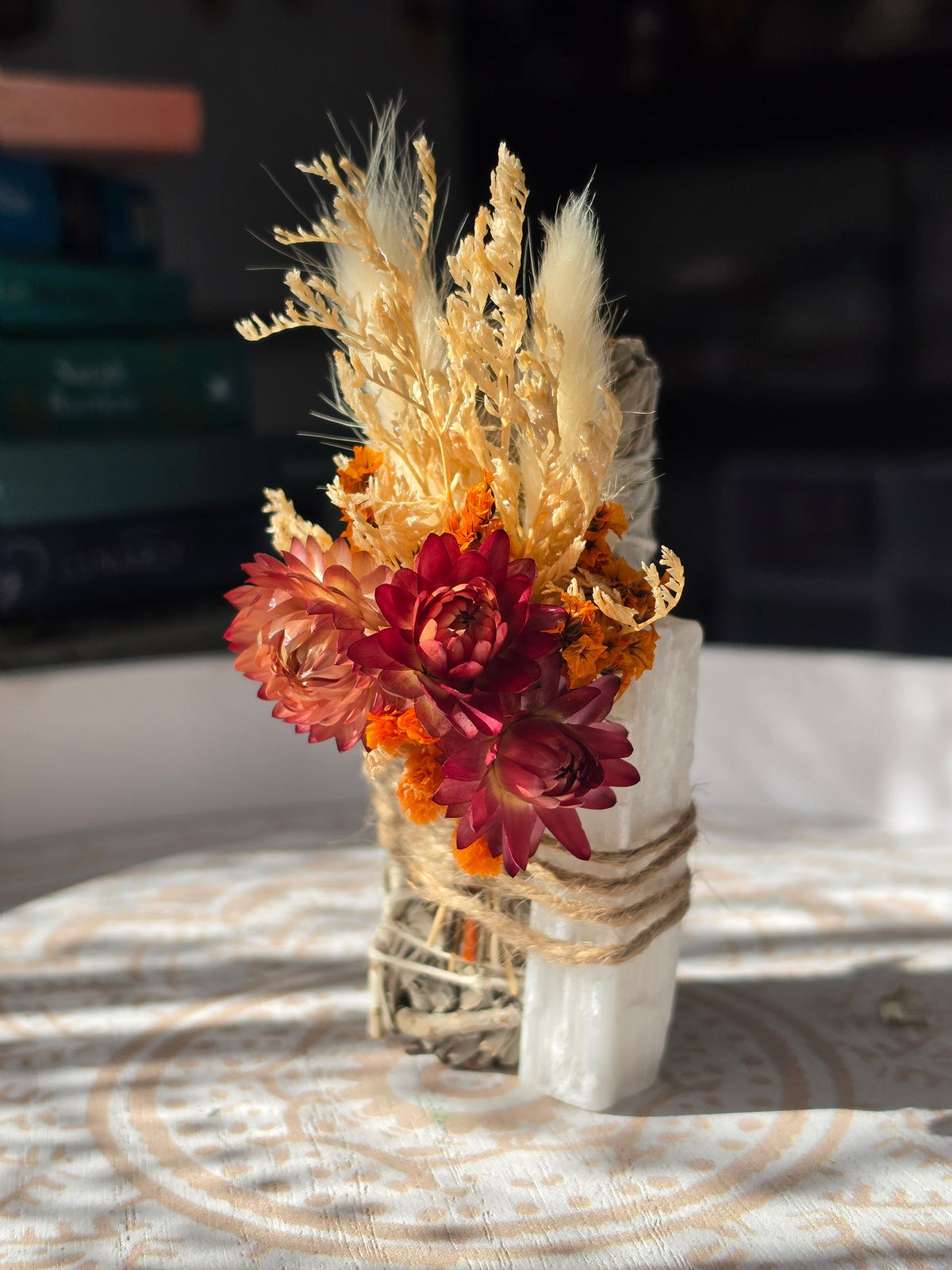 Sage & Selenite Cleansing Bundle with Dried Floral Posy