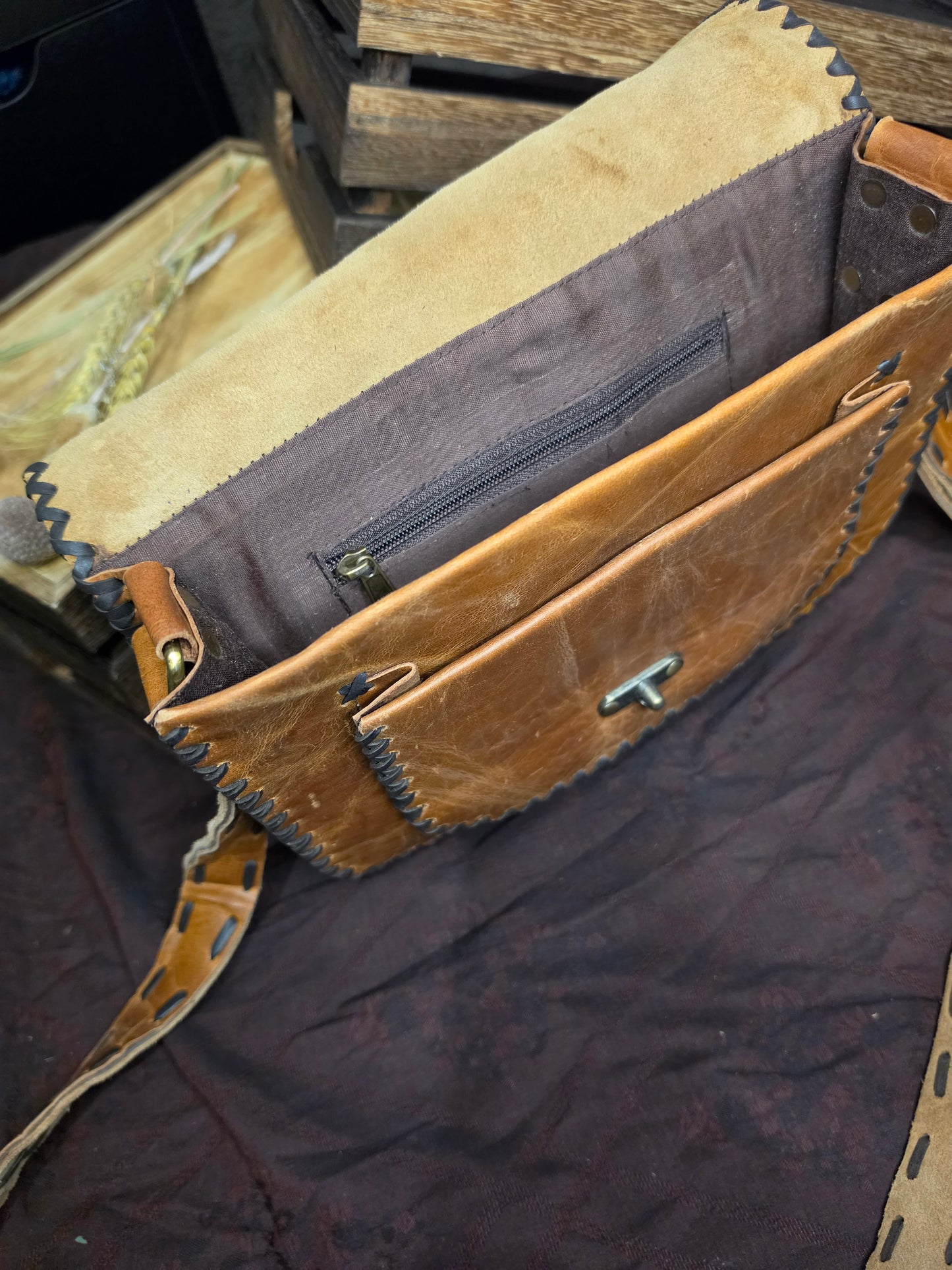 Distressed Leather Patchwork Crossbody Bag | Fern Glade Luxe