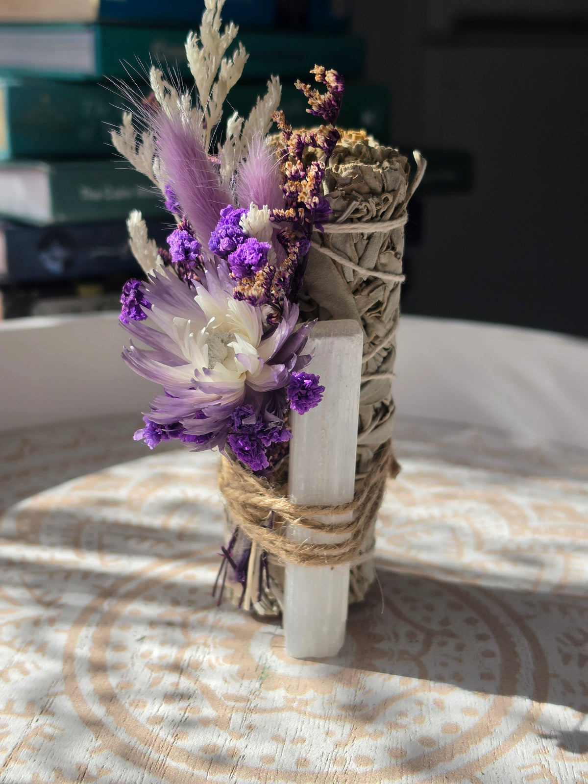 Sage & Selenite Cleansing Bundle with Dried Floral Posy