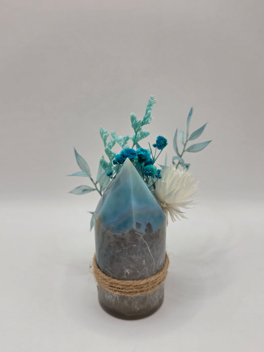 Agate Cylinder with Dried Posy