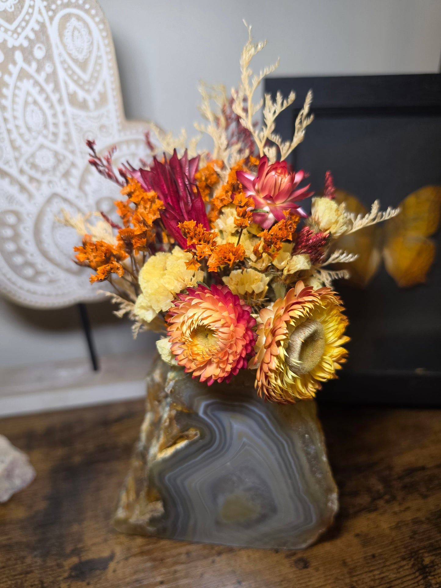Sunset Agate Crystal Floral Arrangement
