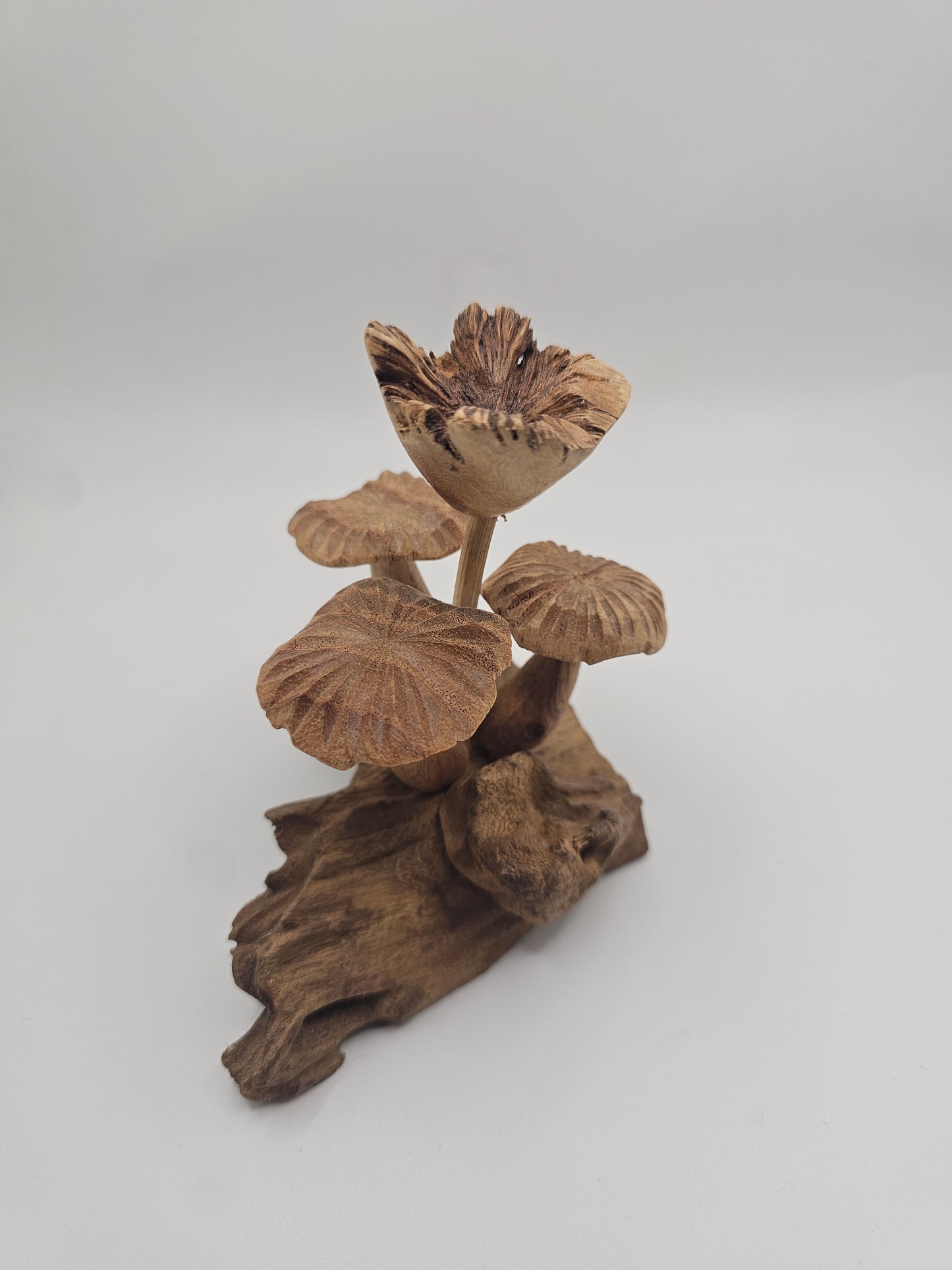 Teak Wood Mushroom Carving