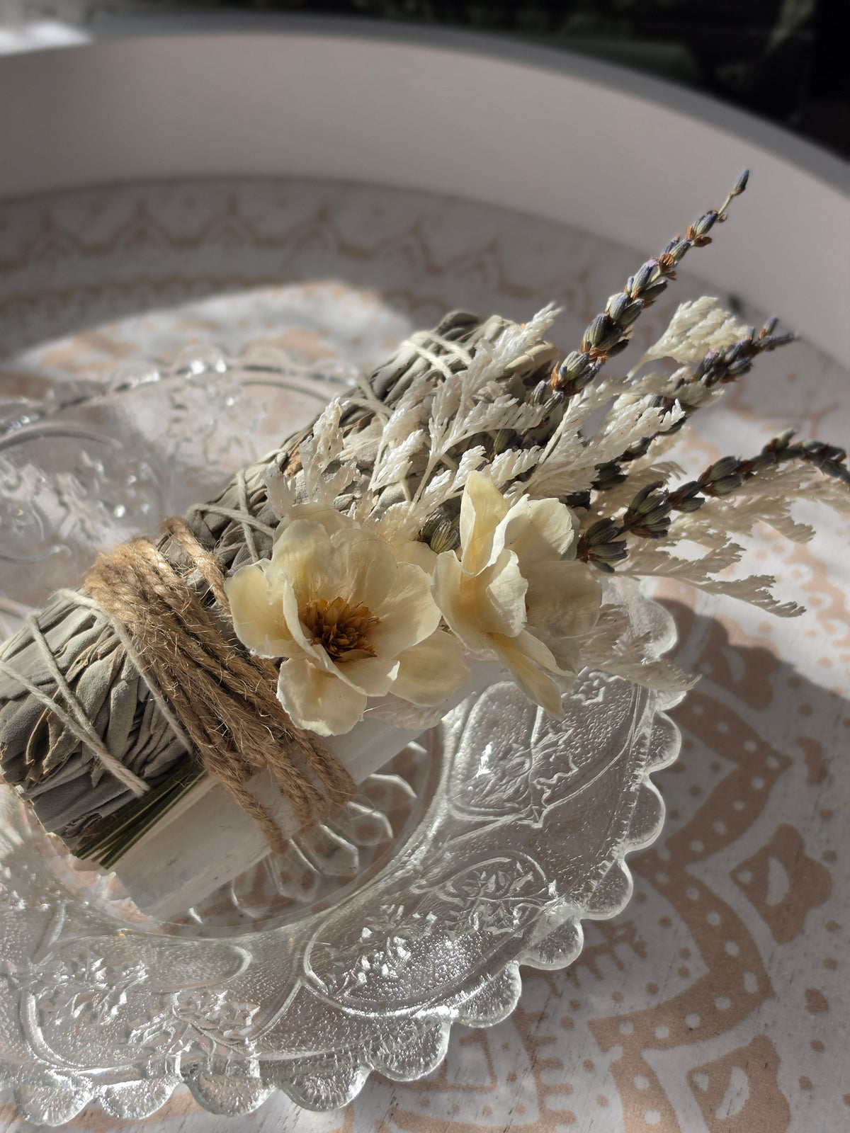 Sage & Selenite Cleansing Bundle with Dried Floral Posy