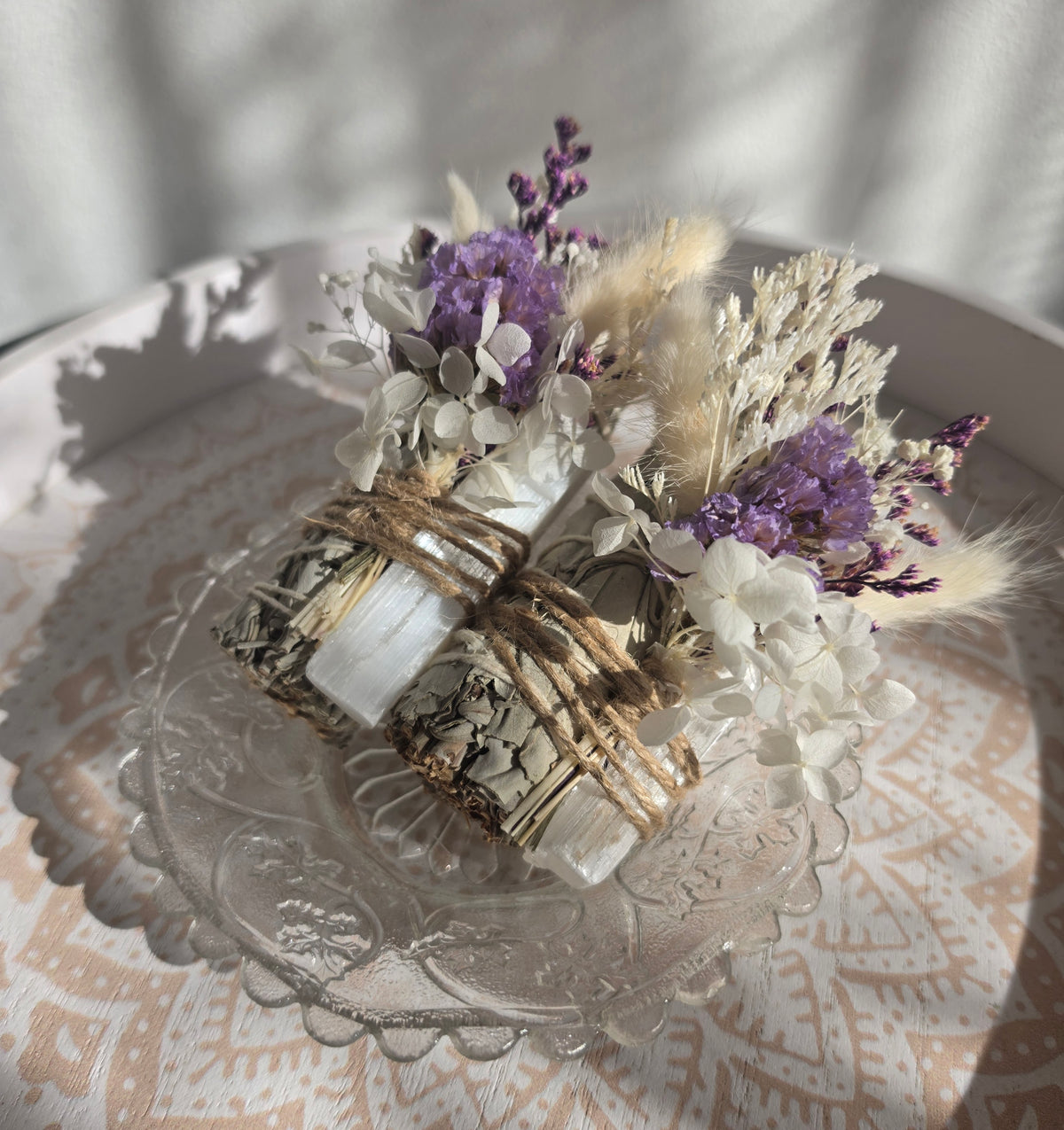 Sage & Selenite Cleansing Bundle with Dried Floral Posy