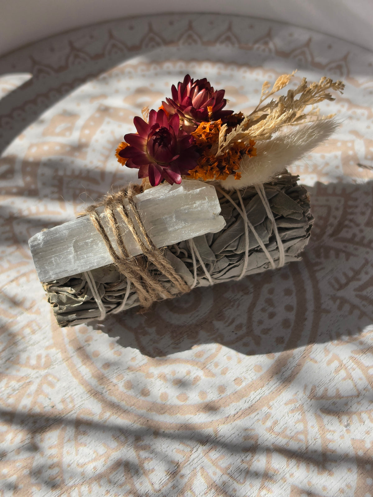 Sage & Selenite Cleansing Bundle with Dried Floral Posy