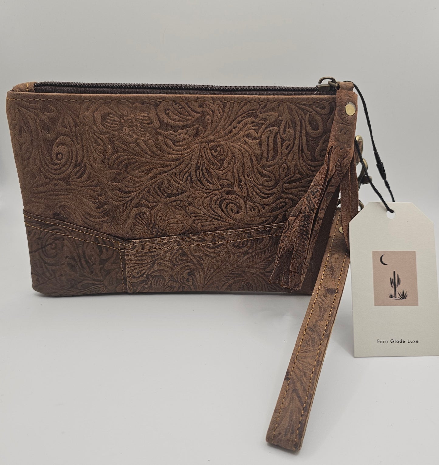 Fern Glade Luxe | Tooled Leather Clutch
