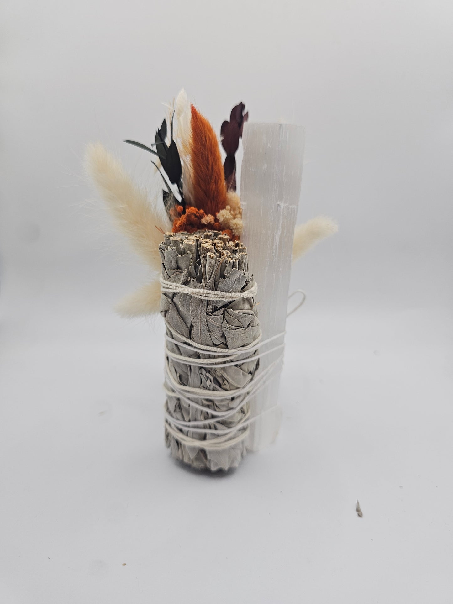 Sage + Selenite With Dried Floral Arrangement