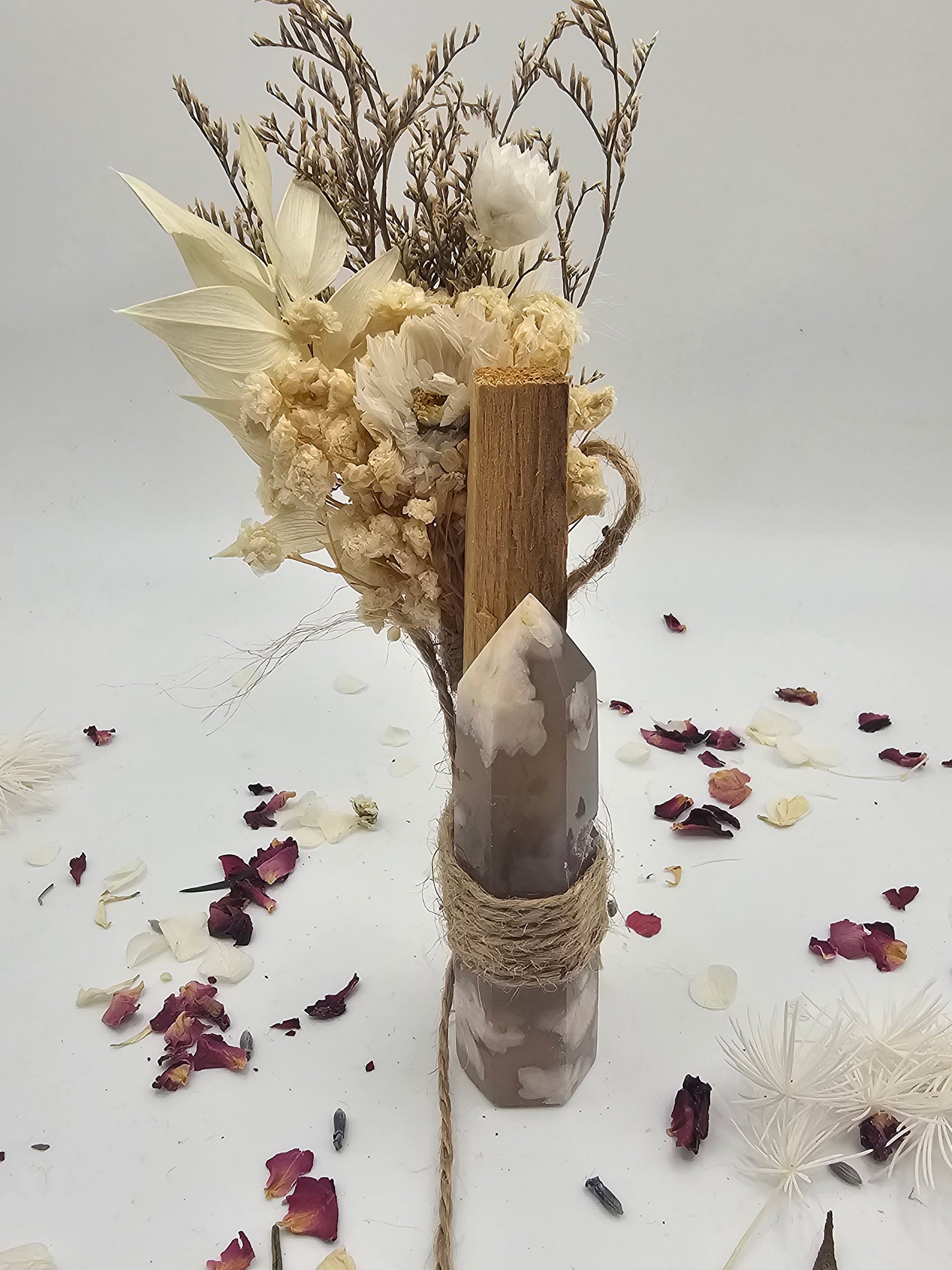 Crystal Tower & Palo Santo With Dried Flower