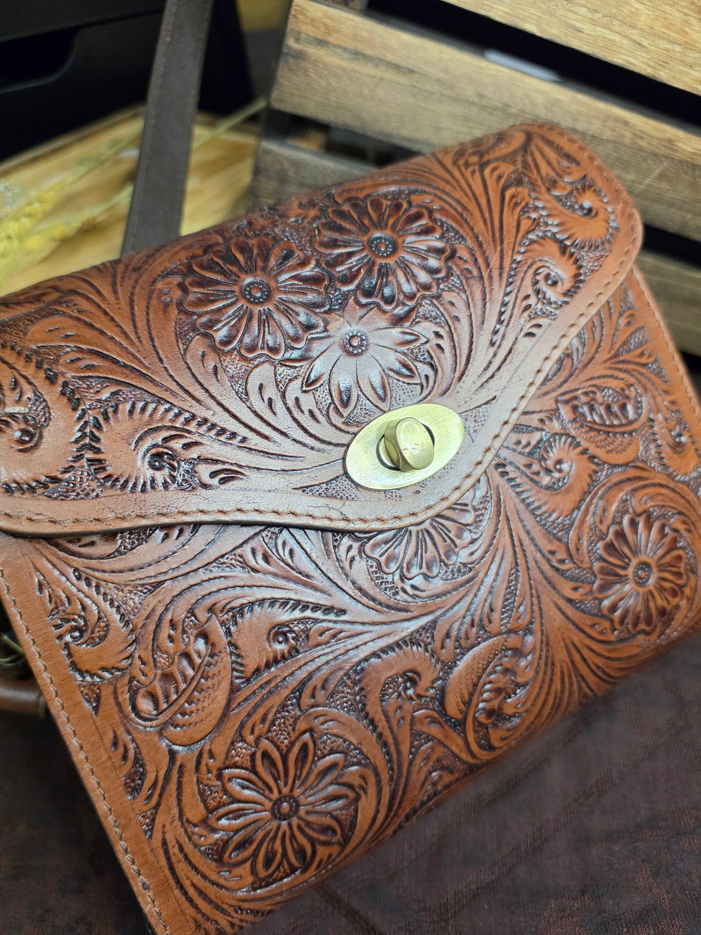 Tooled Leather Crossbody Bag | Fern Glade Luxe